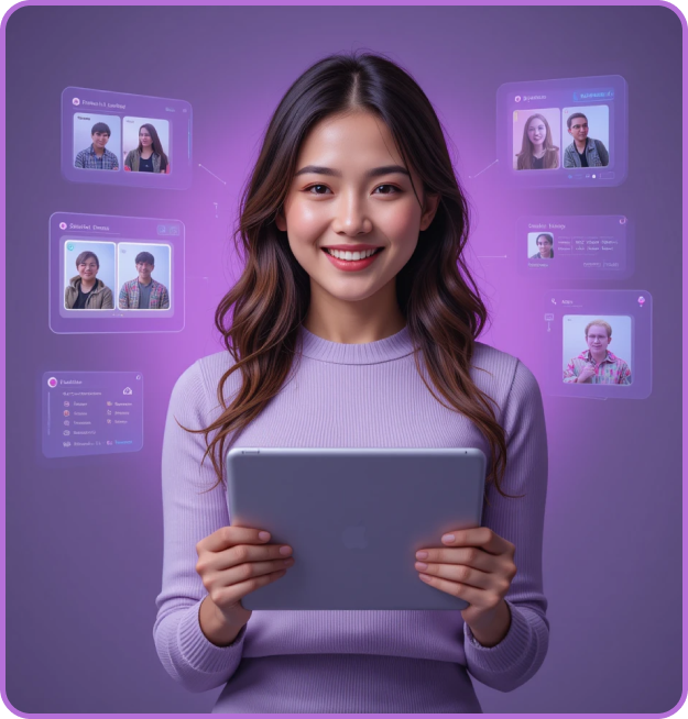 Attendee holding a tablet