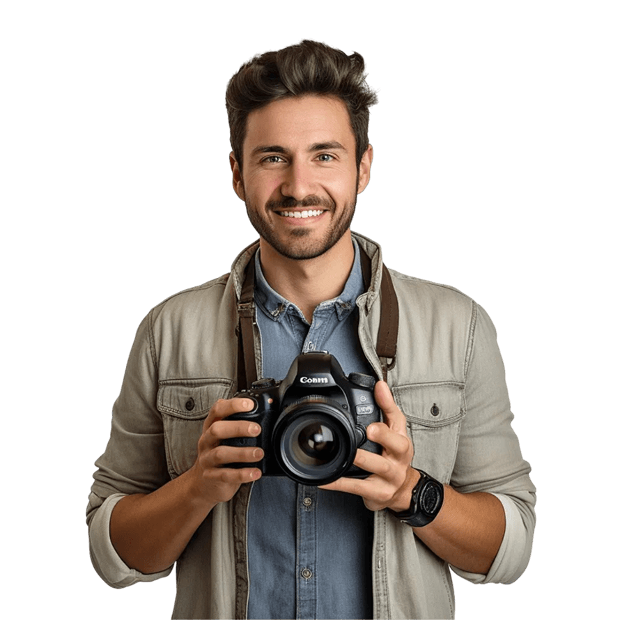 Cameraman holding camera