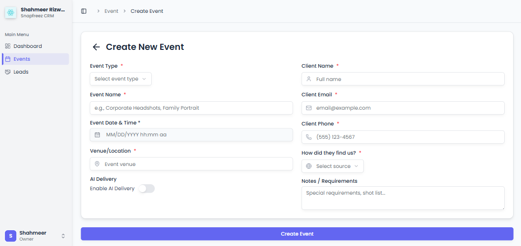 Create Event